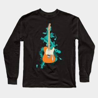 T-Style Electric Guitar Orange Color Long Sleeve T-Shirt